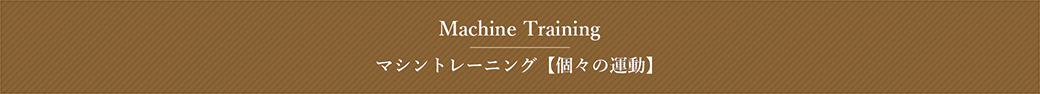 Machine Training　マシントレーニング【個々の運動】